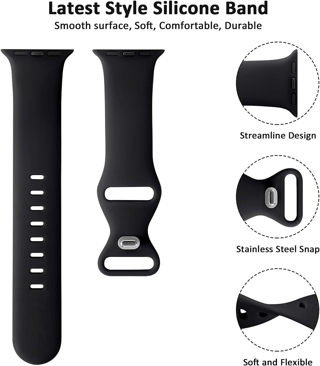 Sport Silicone Band Compatible for Apple Watch Band 38Mm 42Mm 40Mm 44Mm 41Mm 45Mm, Soft Replacement Apple Strap for Iwatch Wristband Series 7/SE/6/5/4/3/2/1 Women Men